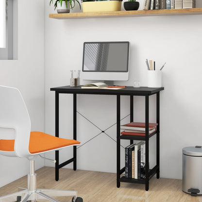 Sleek Black Computer Desk 80x40x72 cm - MDF & Metal Construction