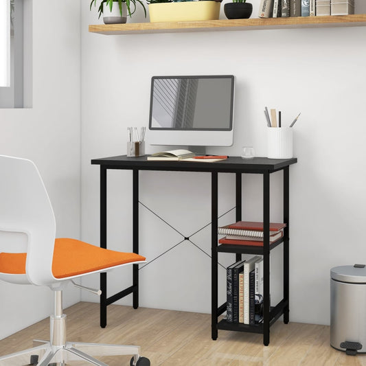 Sleek Black Computer Desk 80x40x72 cm - MDF & Metal Construction