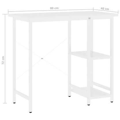 Sleek White MDF & Metal Computer Desk 80x40x72 cm