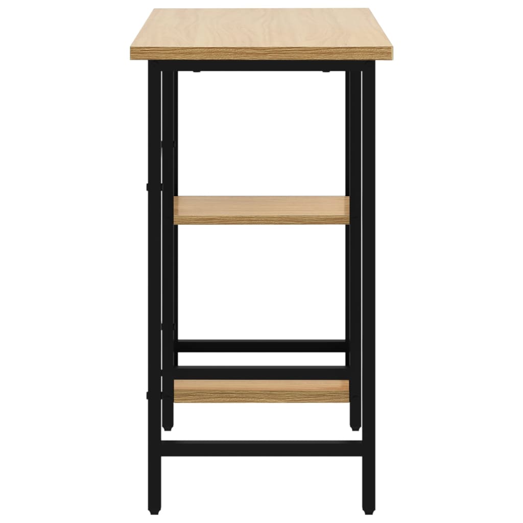 Black and Light Oak Computer Desk, 80x40x72 cm, MDF & Metal