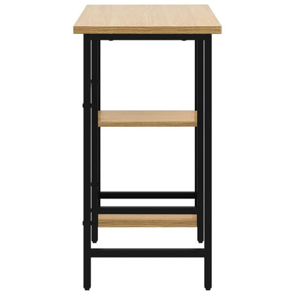 Black and Light Oak Computer Desk, 80x40x72 cm, MDF & Metal