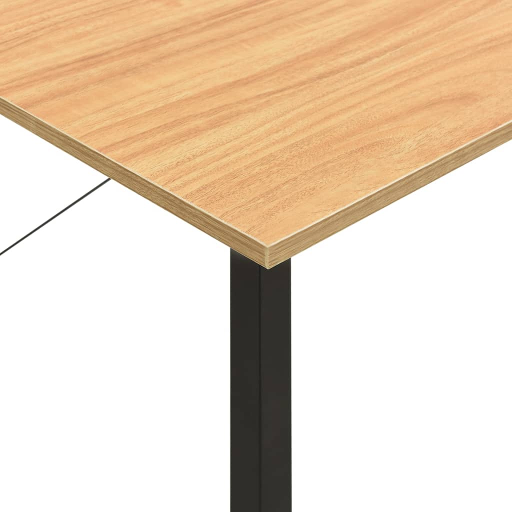 Black and Light Oak Computer Desk, 80x40x72 cm, MDF & Metal