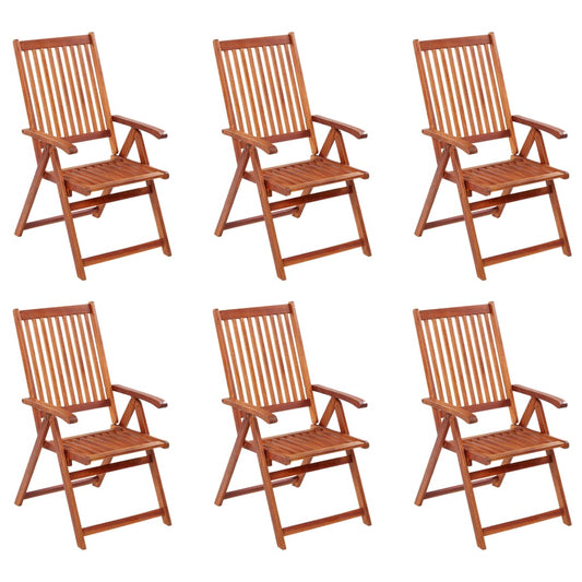 6-Piece Folding Garden Chairs Set - Solid Acacia Wood