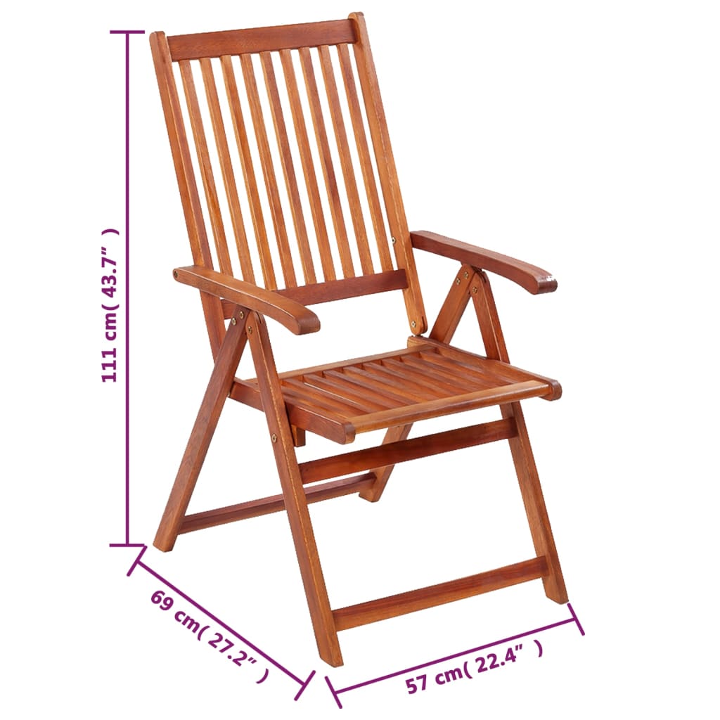 6-Piece Folding Garden Chairs Set - Solid Acacia Wood