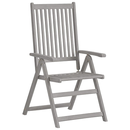 4-Piece Grey Acacia Wood Garden Reclining Chairs Set