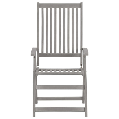 4-Piece Grey Acacia Wood Garden Reclining Chairs Set