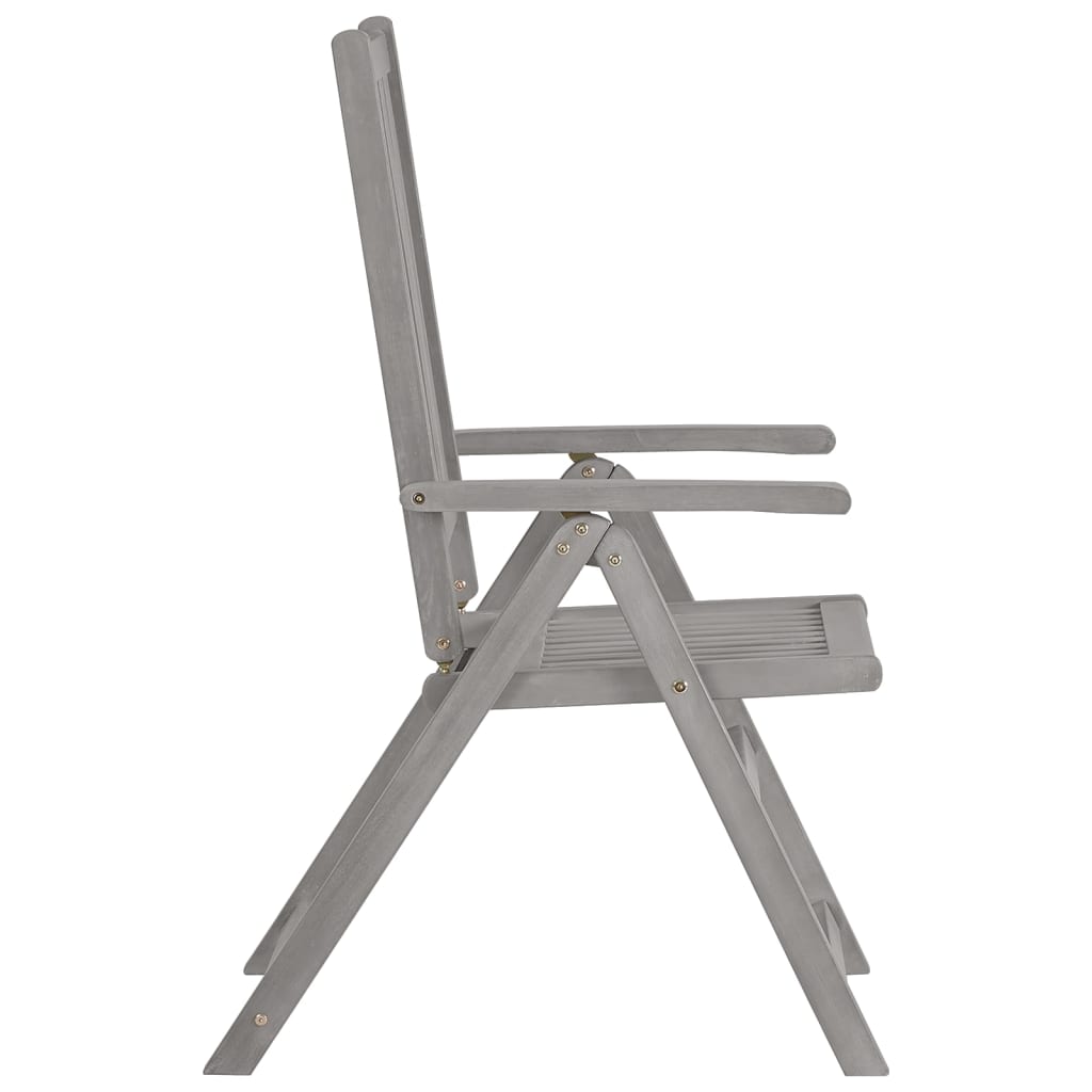 4-Piece Grey Acacia Wood Garden Reclining Chairs Set