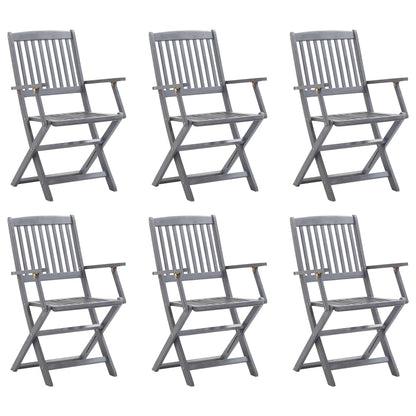 6 Pc Acacia Wood Folding Outdoor Chairs - Solid & Elegant Design