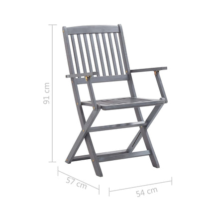 6 Pc Acacia Wood Folding Outdoor Chairs - Solid & Elegant Design