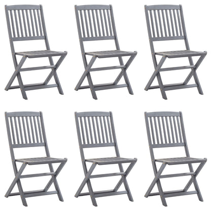 6-Piece Folding Outdoor Chairs Set - Solid Acacia Wood