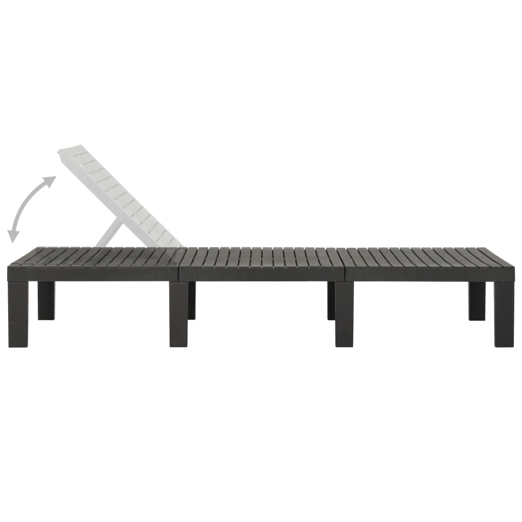 Anthracite Plastic Sun Lounger - Stylish, Durable, Outdoor Relaxation