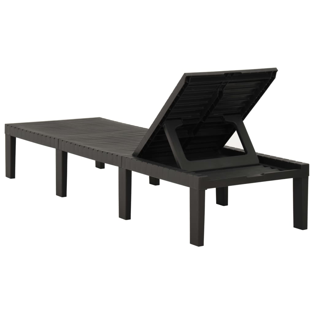Anthracite Plastic Sun Lounger - Stylish, Durable, Outdoor Relaxation