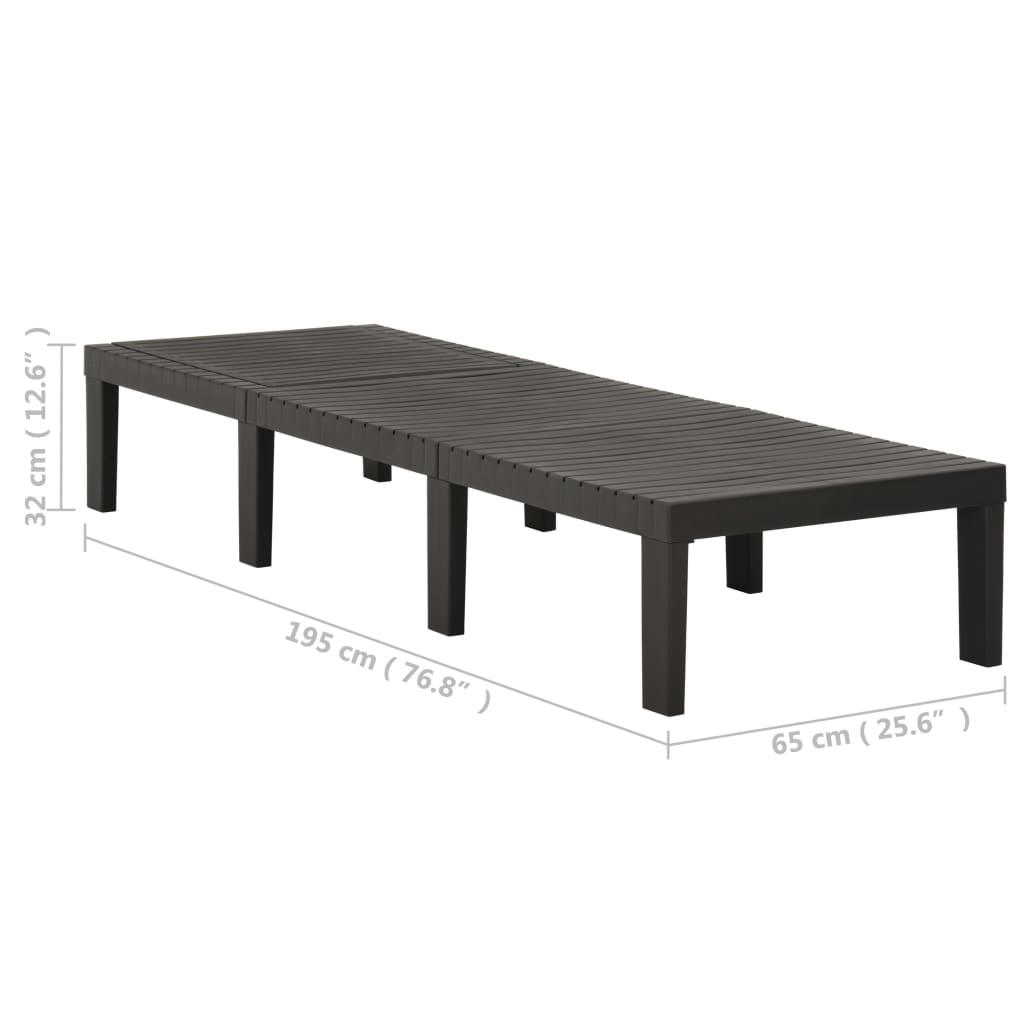 Anthracite Plastic Sun Lounger - Stylish, Durable, Outdoor Relaxation