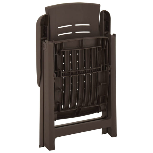 2-Piece Plastic Garden Reclining Chairs - Mocha Brown Finish