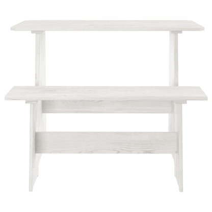 REINE White Solid Wood Pine Dining Table with Bench Set