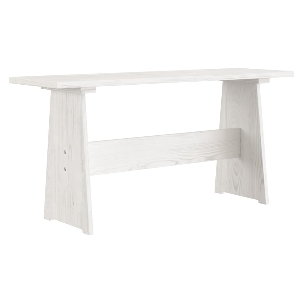 REINE White Solid Wood Pine Dining Table with Bench Set