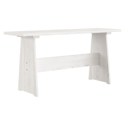 REINE White Solid Wood Pine Dining Table with Bench Set