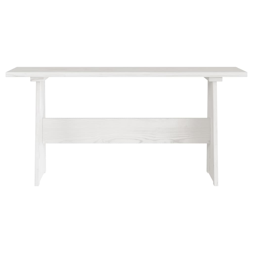REINE White Solid Wood Pine Dining Table with Bench Set
