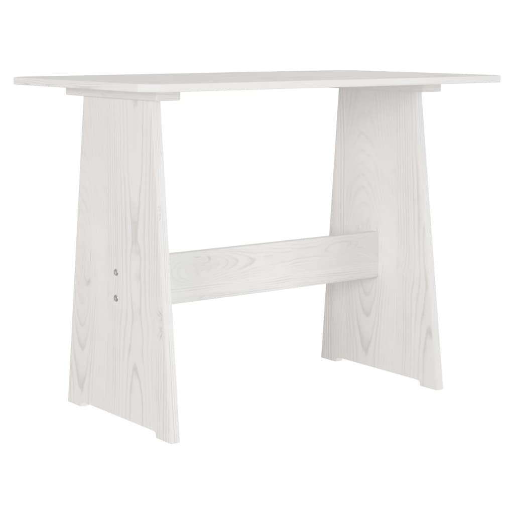 REINE White Solid Wood Pine Dining Table with Bench Set