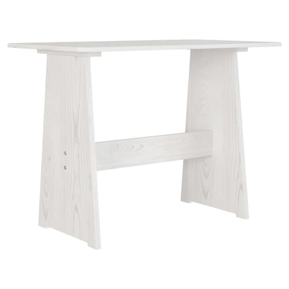 REINE White Solid Wood Pine Dining Table with Bench Set