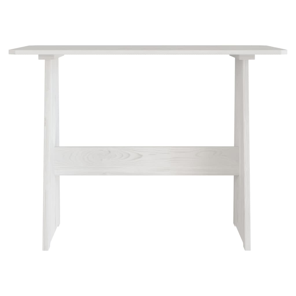 REINE White Solid Wood Pine Dining Table with Bench Set