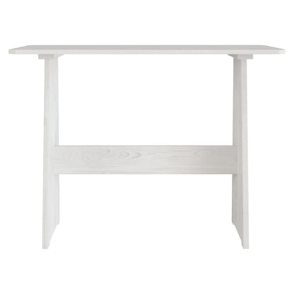 REINE White Solid Wood Pine Dining Table with Bench Set