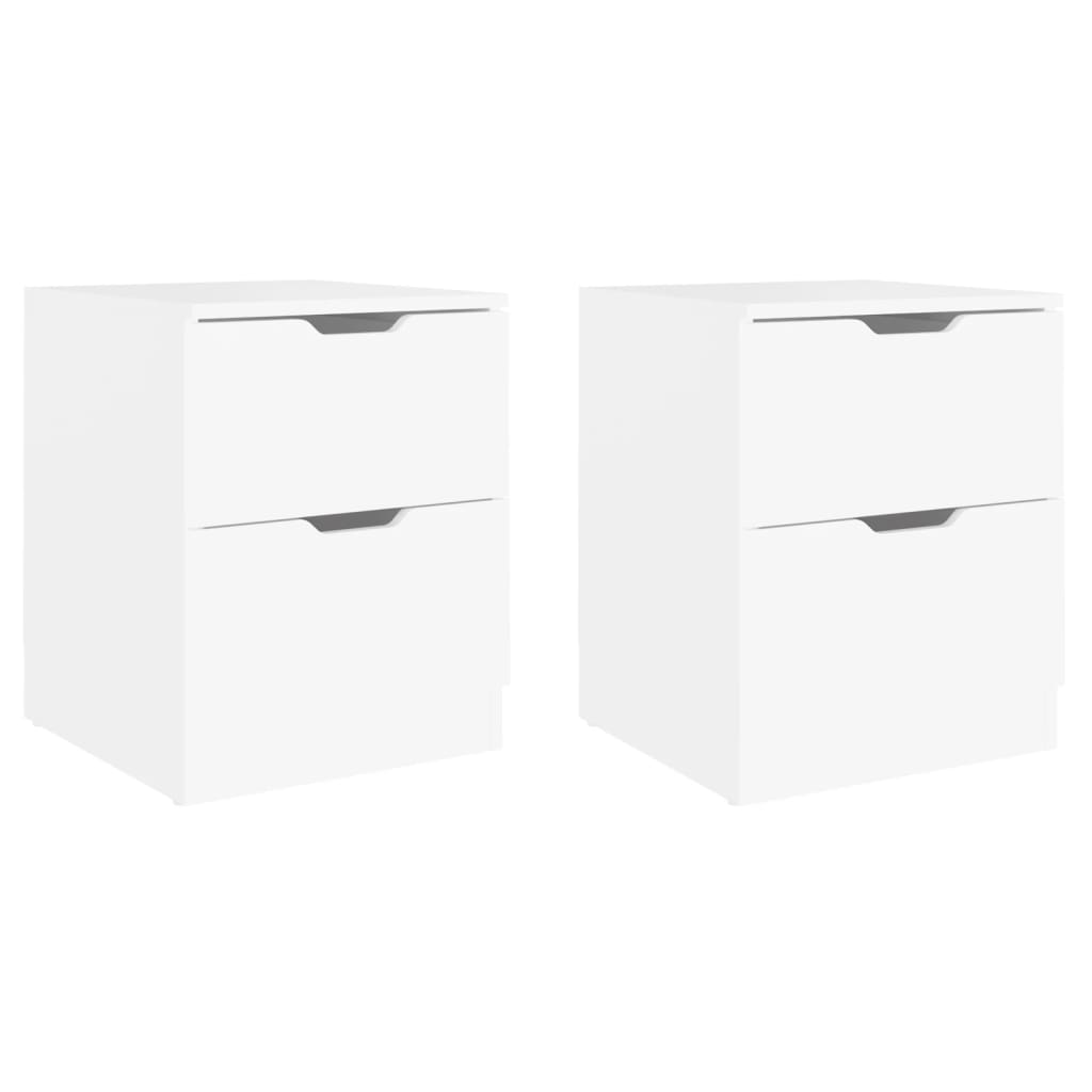 Pair of White Bedside Cabinets, 40x40x50 cm, Engineered Wood