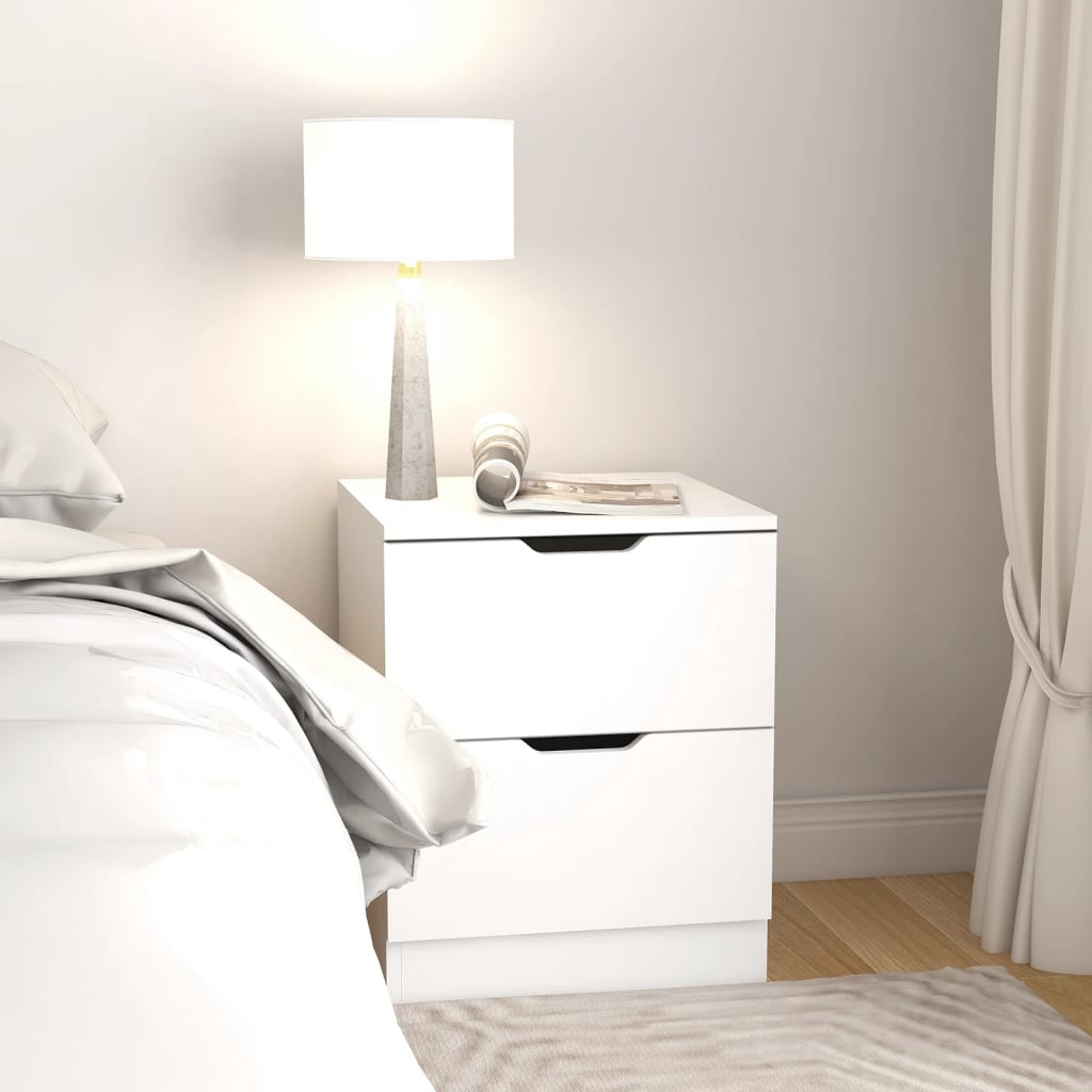 Pair of White Bedside Cabinets, 40x40x50 cm, Engineered Wood