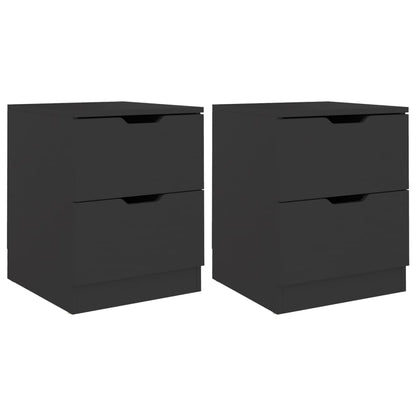 Black Engineered Wood Bedside Cabinets Set - 40x40x50 cm (2 pcs)
