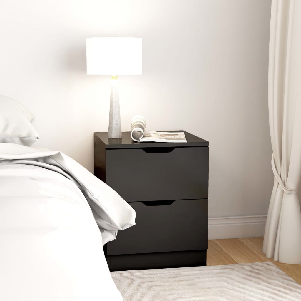 Black Engineered Wood Bedside Cabinets Set - 40x40x50 cm (2 pcs)