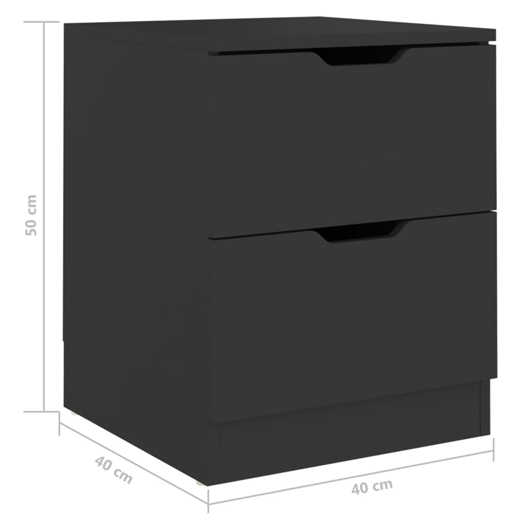 Black Engineered Wood Bedside Cabinets Set - 40x40x50 cm (2 pcs)
