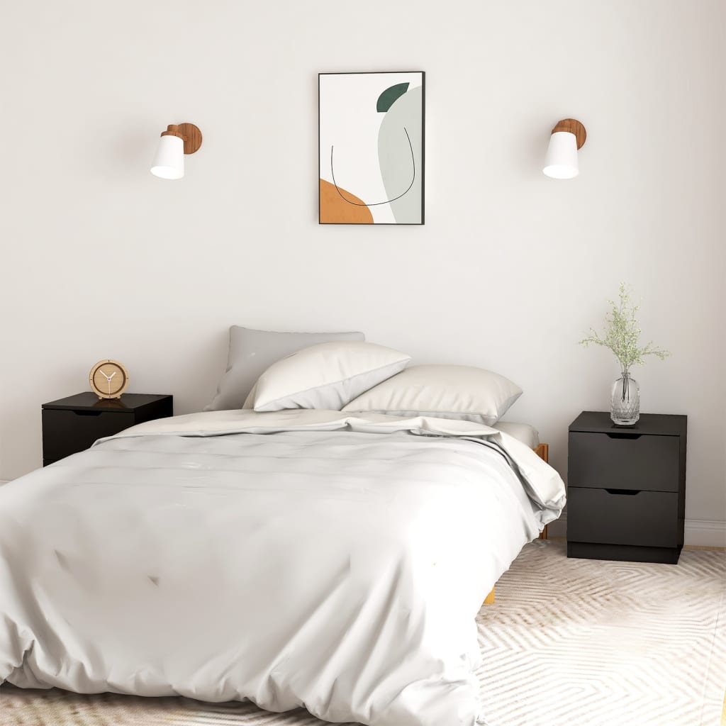 Black Engineered Wood Bedside Cabinets Set - 40x40x50 cm (2 pcs)