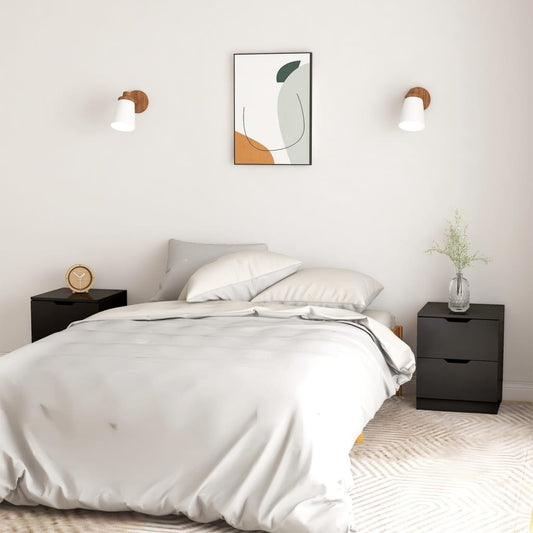 Black Engineered Wood Bedside Cabinets Set - 40x40x50 cm (2 pcs)