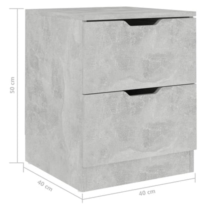 Concrete Grey Bedside Cabinet, 40x40x50 cm, Engineered Wood