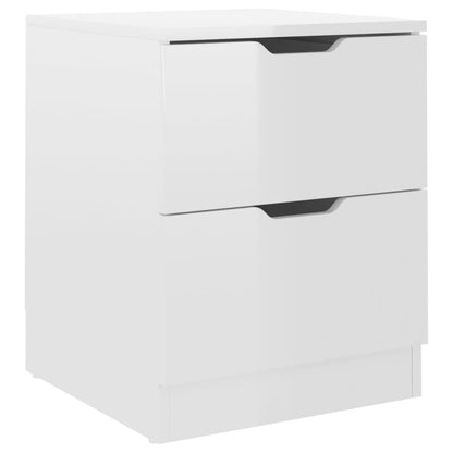 2-Piece High Gloss White Bedside Cabinets 40x40x50cm Engineered Wood
