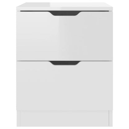 2-Piece High Gloss White Bedside Cabinets 40x40x50cm Engineered Wood