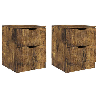Pair of Smoked Oak Bedside Cabinets - 40x40x50 cm, Engineered Wood