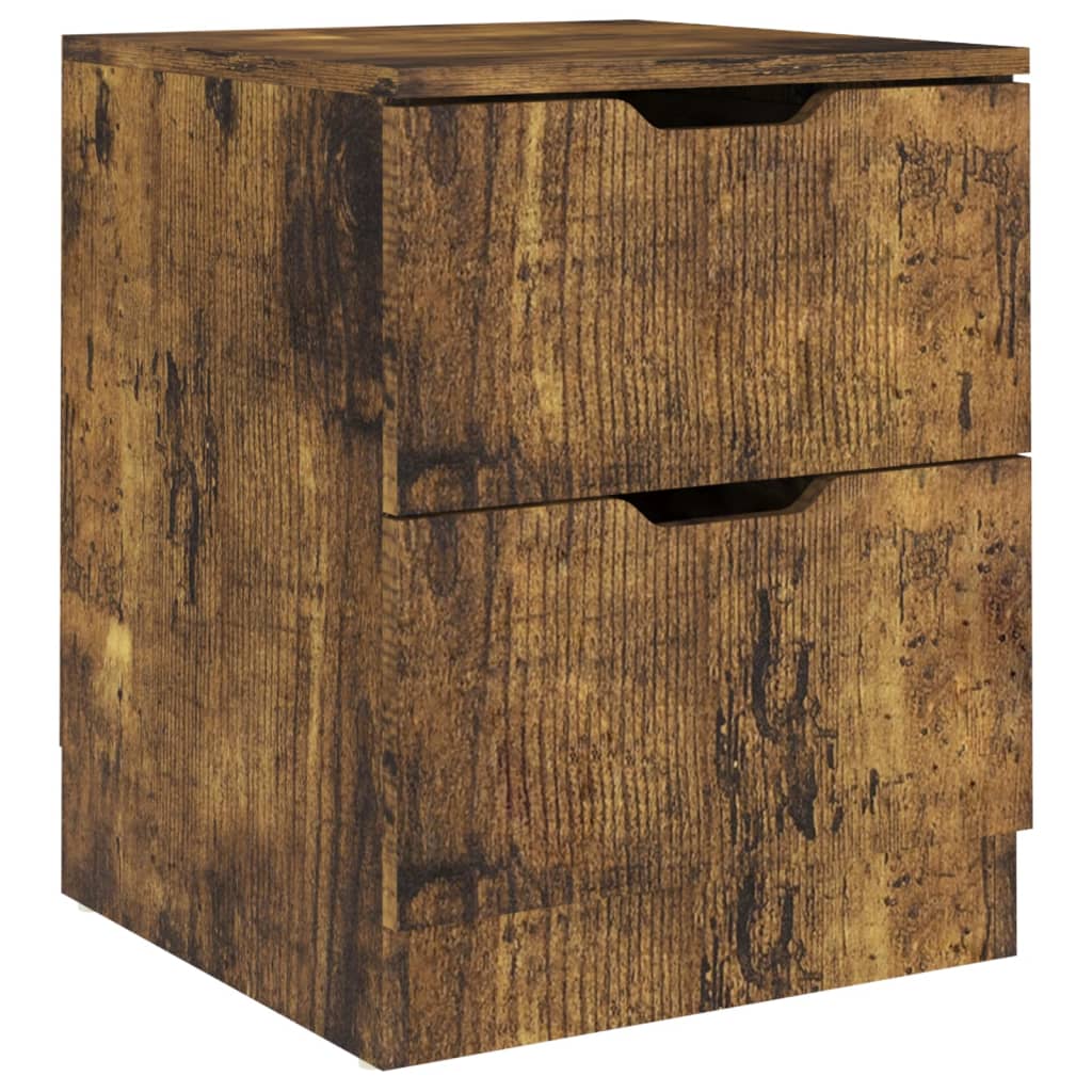 Pair of Smoked Oak Bedside Cabinets - 40x40x50 cm, Engineered Wood