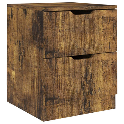 Pair of Smoked Oak Bedside Cabinets - 40x40x50 cm, Engineered Wood