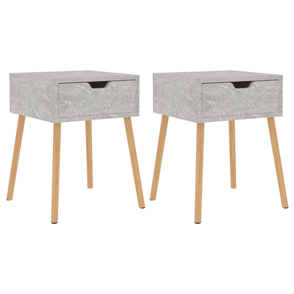 Concrete Grey Bedside Cabinets Set of 2, 40x40x56 cm, Engineered Wood