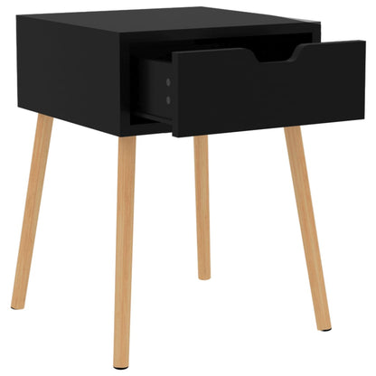 Sleek High Gloss Black Bedside Cabinet 40x40x56 cm - Engineered Wood