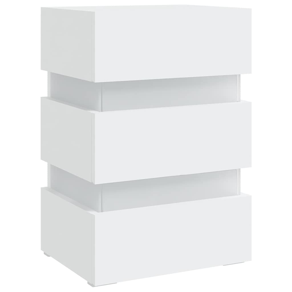 White LED Bedside Cabinet, Engineered Wood, 45x35x67 cm