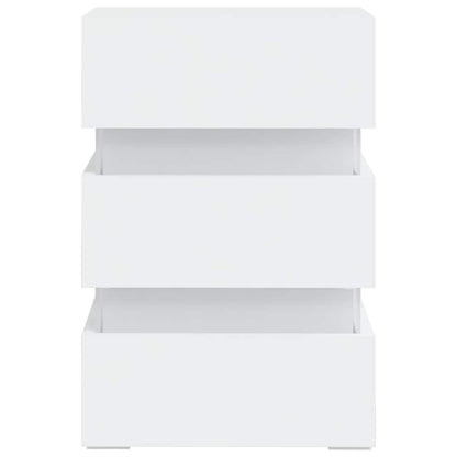 White LED Bedside Cabinet, Engineered Wood, 45x35x67 cm
