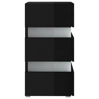 Sleek Black High Gloss LED Bedside Cabinet, 45x35x67 cm Wood
