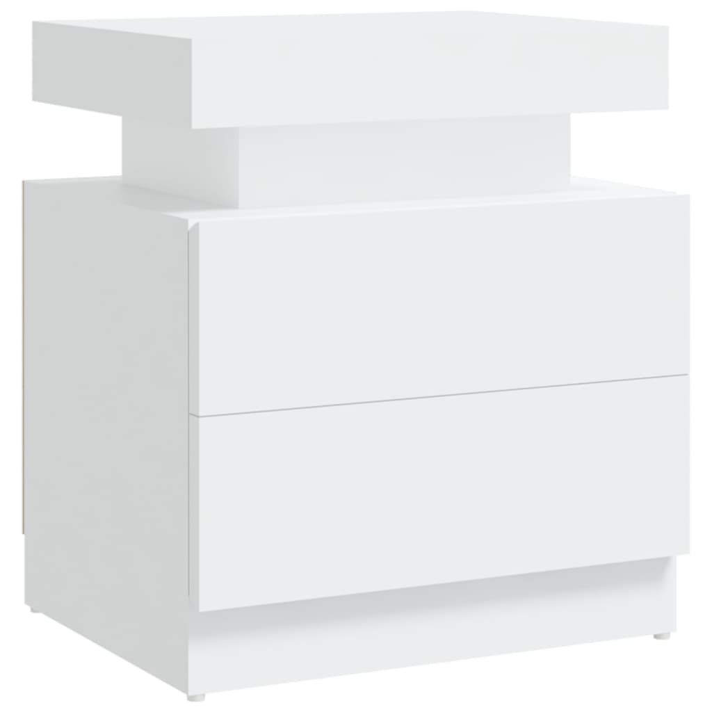 White Engineered Wood Bedside Cabinet, 45x35x52 cm