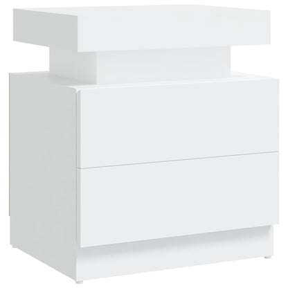 White Engineered Wood Bedside Cabinet, 45x35x52 cm