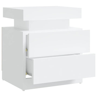 White Engineered Wood Bedside Cabinet, 45x35x52 cm