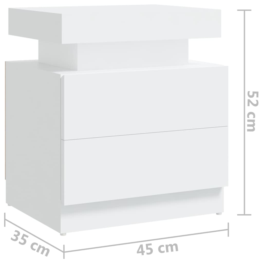 White Engineered Wood Bedside Cabinet, 45x35x52 cm
