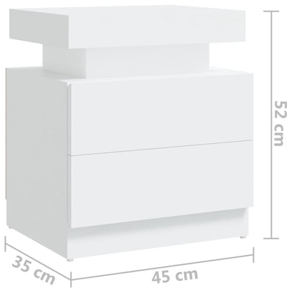 White Engineered Wood Bedside Cabinet, 45x35x52 cm