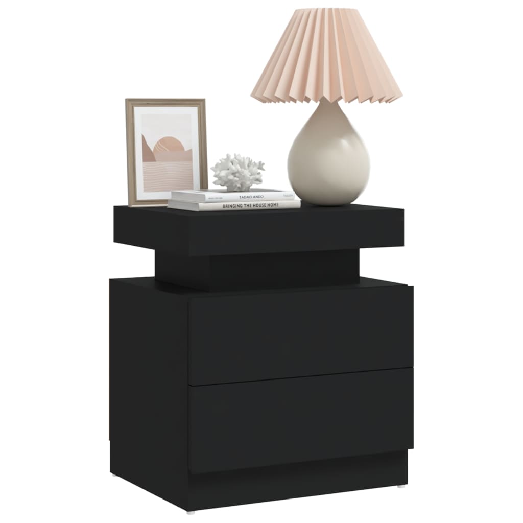 Black Bedside Cabinet 45x35x52 cm - Engineered Wood